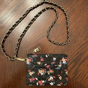 Steve Madden Purse/Card Case w/ Chain Lanyard Floral